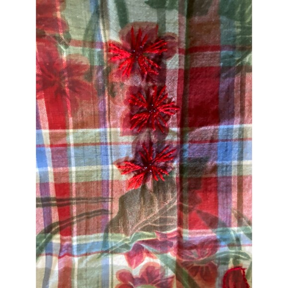 Lemon Grass Studio Plaid/Floral Embroidered Tank/Shirt Size Large - Picture 6 of 9